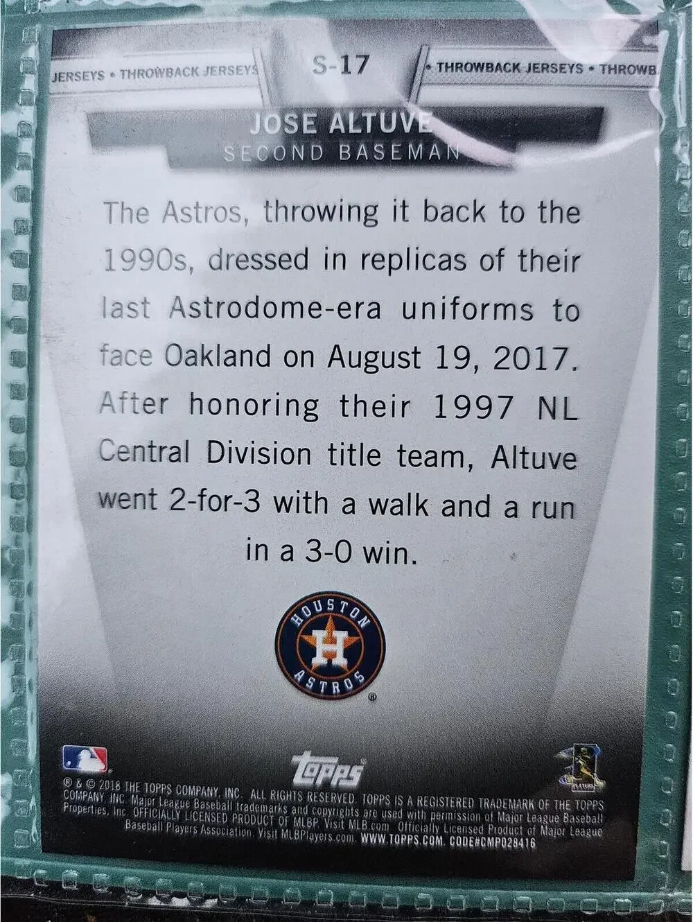 2018 Topps Series 2 JOSE ALTUVE Blue TOPPS SALUTE - HOUSTON ASTROS - #S-17